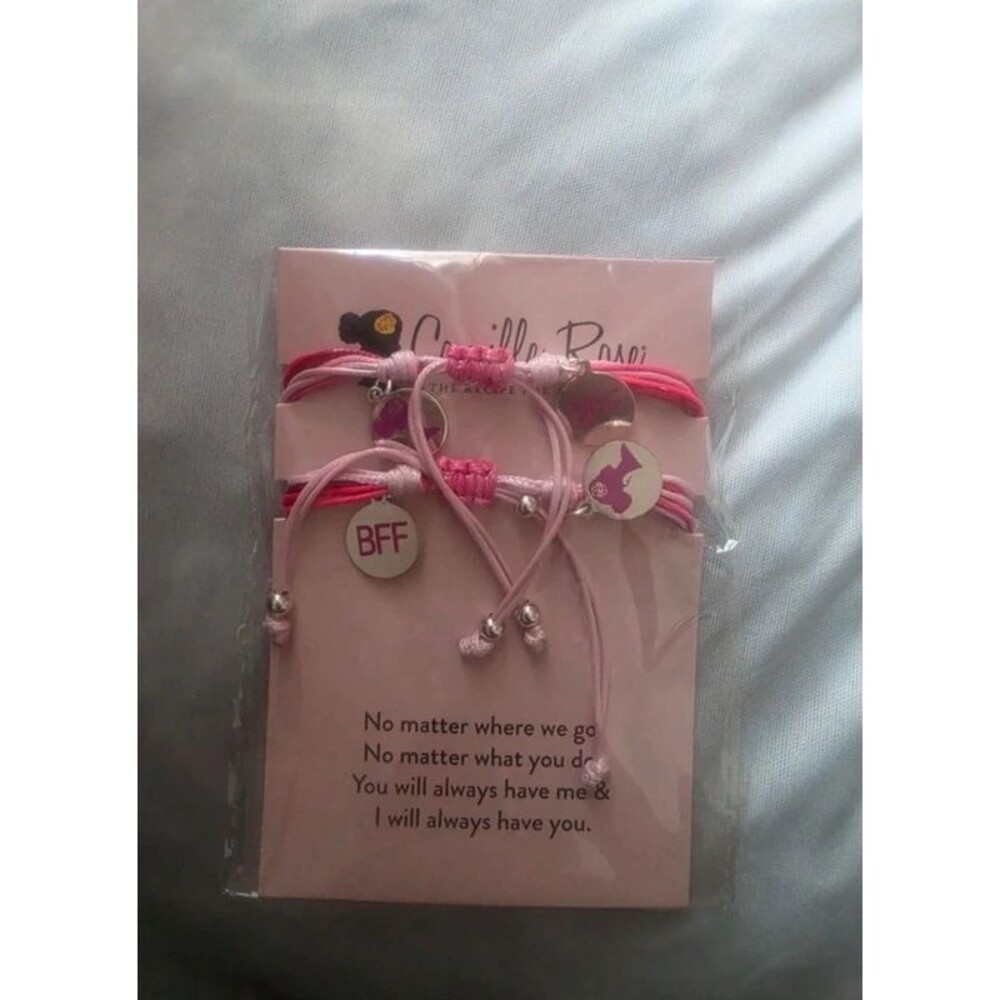 NEW Camille Rose 2-Pack Pink BFF Friendship Bracelets Set